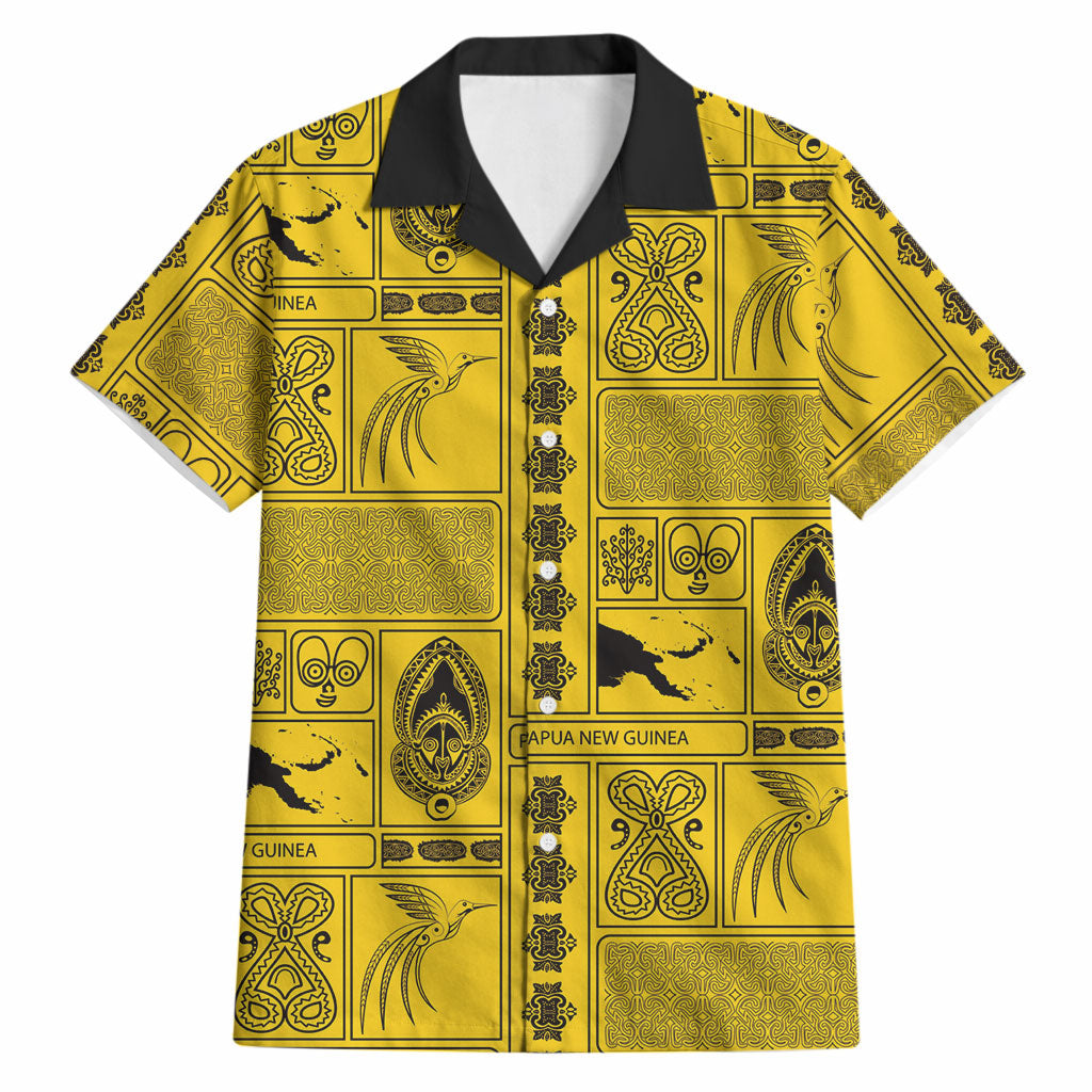 Papua New Guinea Heritage Motif Hawaiian Shirt Yellow Version