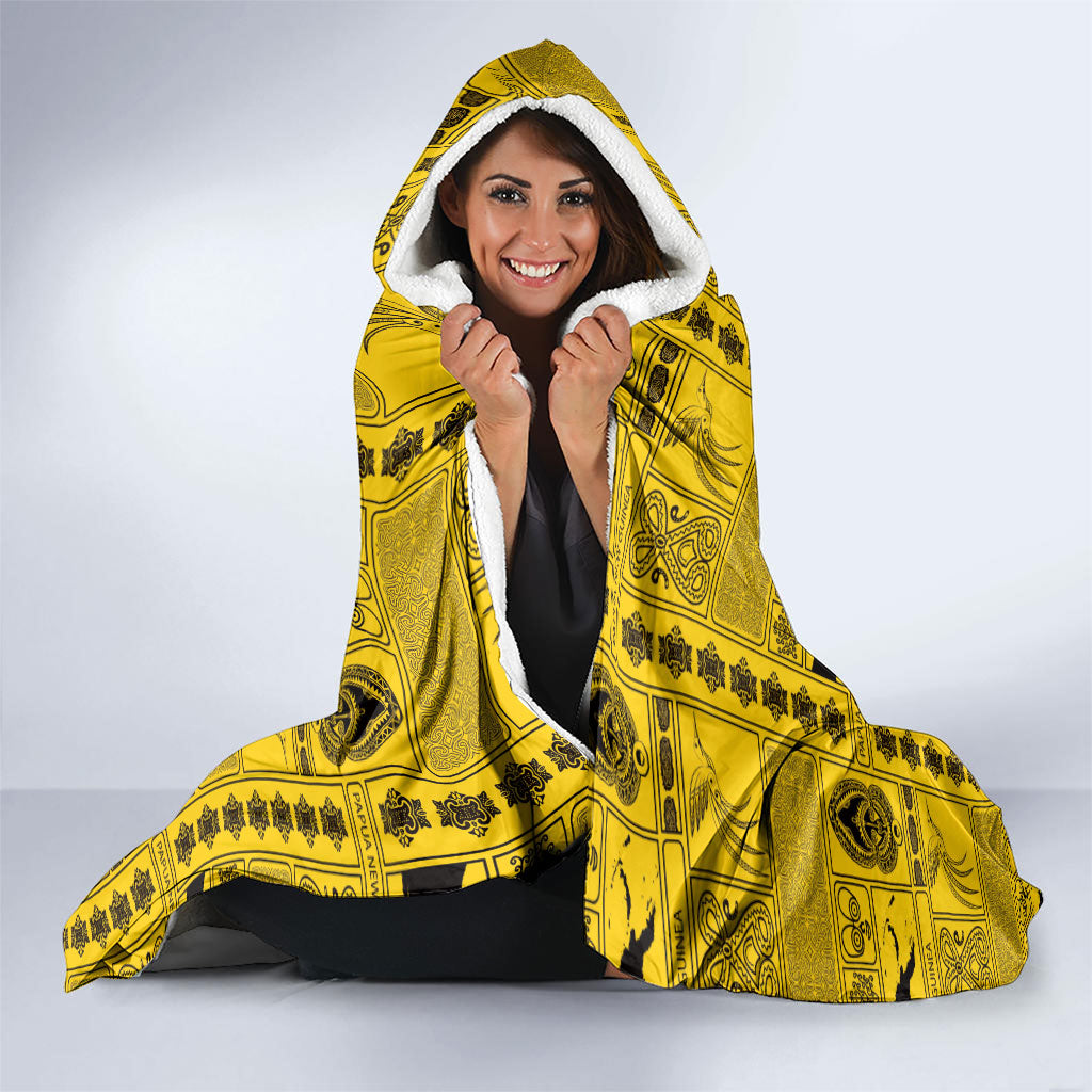 Papua New Guinea Heritage Motif Hooded Blanket Yellow Version LT05 - Polynesian Pride