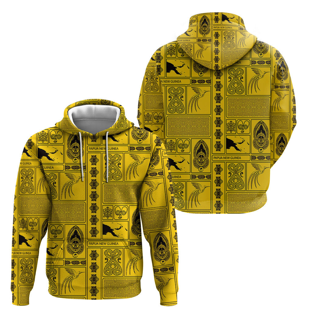 Papua New Guinea Heritage Motif Hoodie Yellow Version LT05 - Polynesian Pride