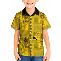 Papua New Guinea Heritage Motif Kid Hawaiian Shirt Yellow Version LT05 Kid Yellow - Polynesian Pride