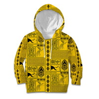Papua New Guinea Heritage Motif Kid Hoodie Yellow Version LT05 Hoodie Yellow - Polynesian Pride