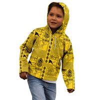 Papua New Guinea Heritage Motif Kid Hoodie Yellow Version LT05 - Polynesian Pride