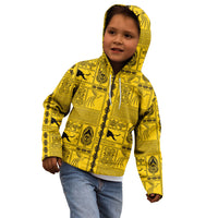 Papua New Guinea Heritage Motif Kid Hoodie Yellow Version LT05 - Polynesian Pride