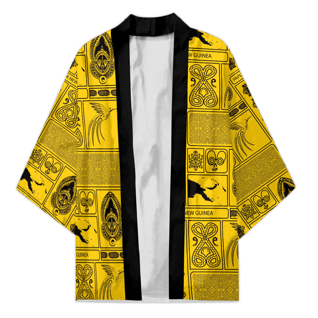 Papua New Guinea Heritage Motif Kimono Yellow Version LT05 Unisex Yellow - Polynesian Pride