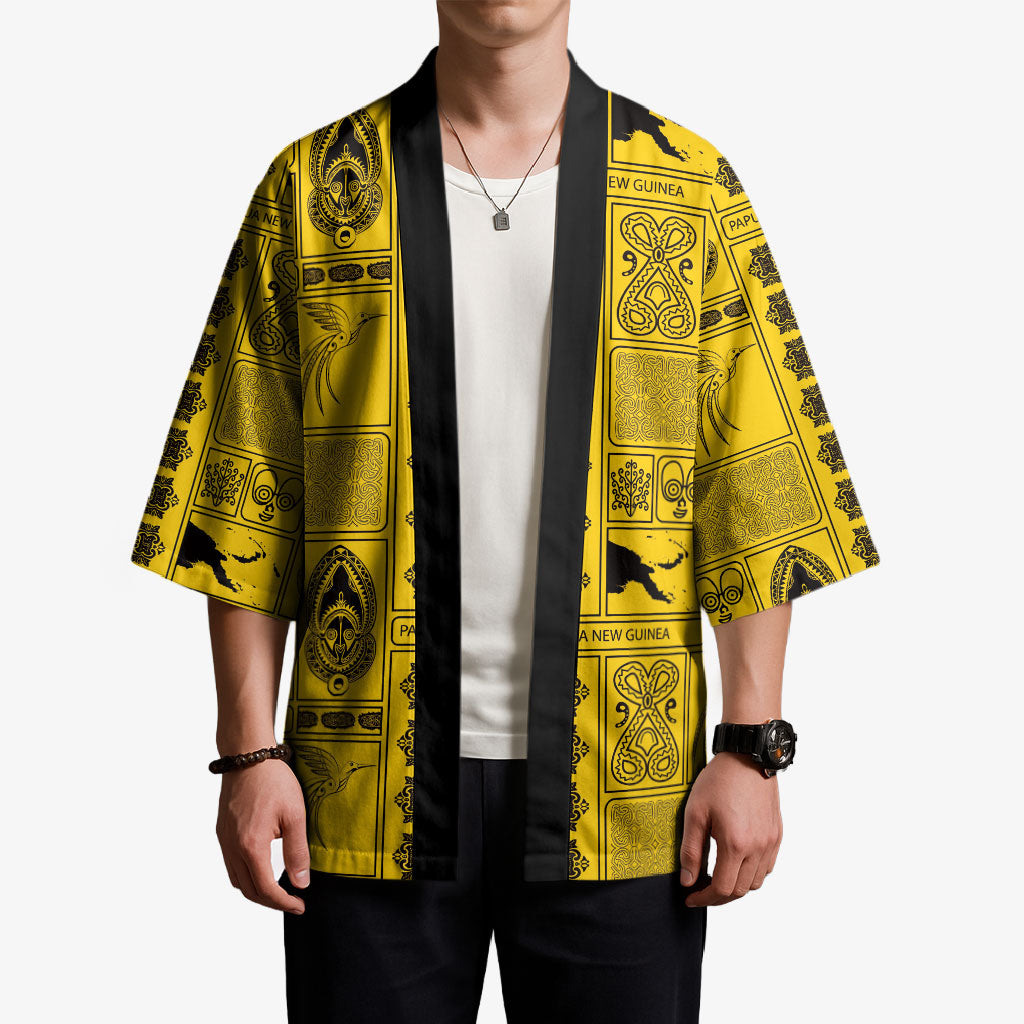 Papua New Guinea Heritage Motif Kimono Yellow Version LT05 - Polynesian Pride
