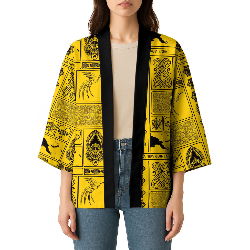 Papua New Guinea Heritage Motif Kimono Yellow Version LT05 - Polynesian Pride