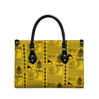 Papua New Guinea Heritage Motif Leather Bag Yellow Version LT05 - Polynesian Pride