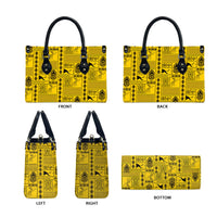 Papua New Guinea Heritage Motif Leather Bag Yellow Version LT05 - Polynesian Pride