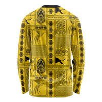 Papua New Guinea Heritage Motif Long Sleeve Shirt Yellow Version LT05 - Polynesian Pride