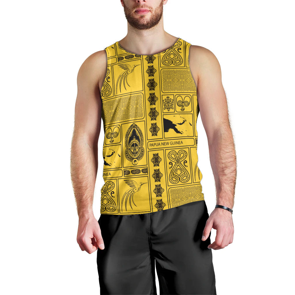 Papua New Guinea Heritage Motif Men Tank Top Yellow Version LT05 - Polynesian Pride