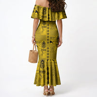 Papua New Guinea Heritage Motif Mermaid Dress Yellow Version LT05 - Polynesian Pride