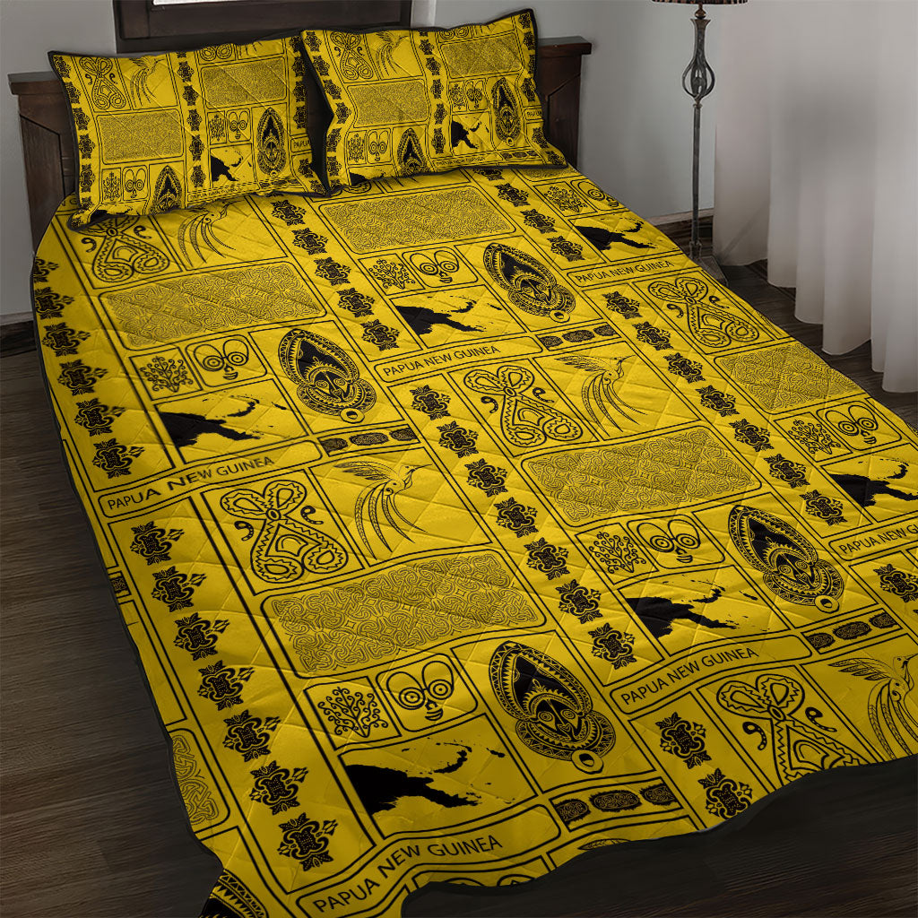 Papua New Guinea Heritage Motif Quilt Bed Set Yellow Version LT05 Yellow - Polynesian Pride