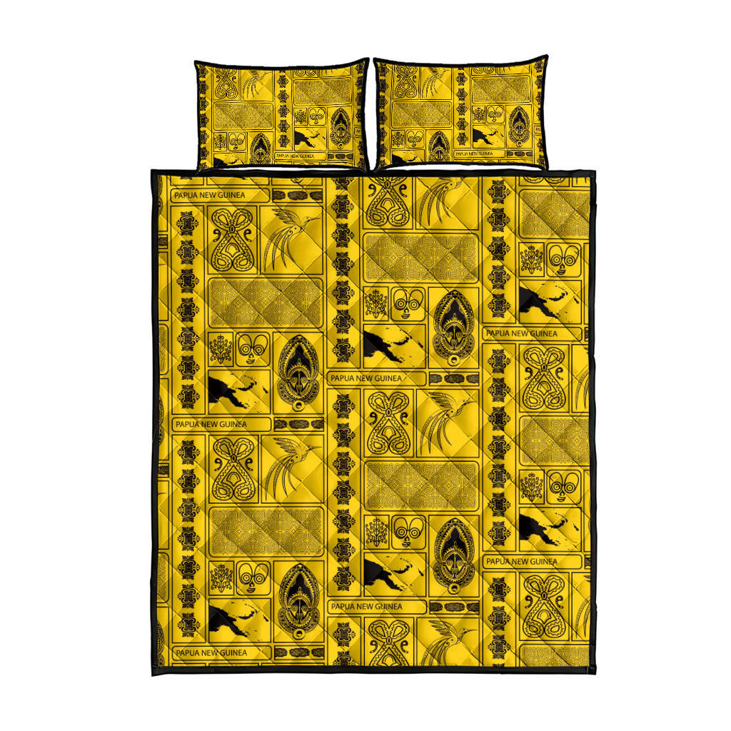 Papua New Guinea Heritage Motif Quilt Bed Set Yellow Version LT05 - Polynesian Pride