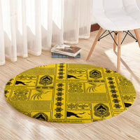 Papua New Guinea Heritage Motif Round Carpet Yellow Version LT05 - Polynesian Pride