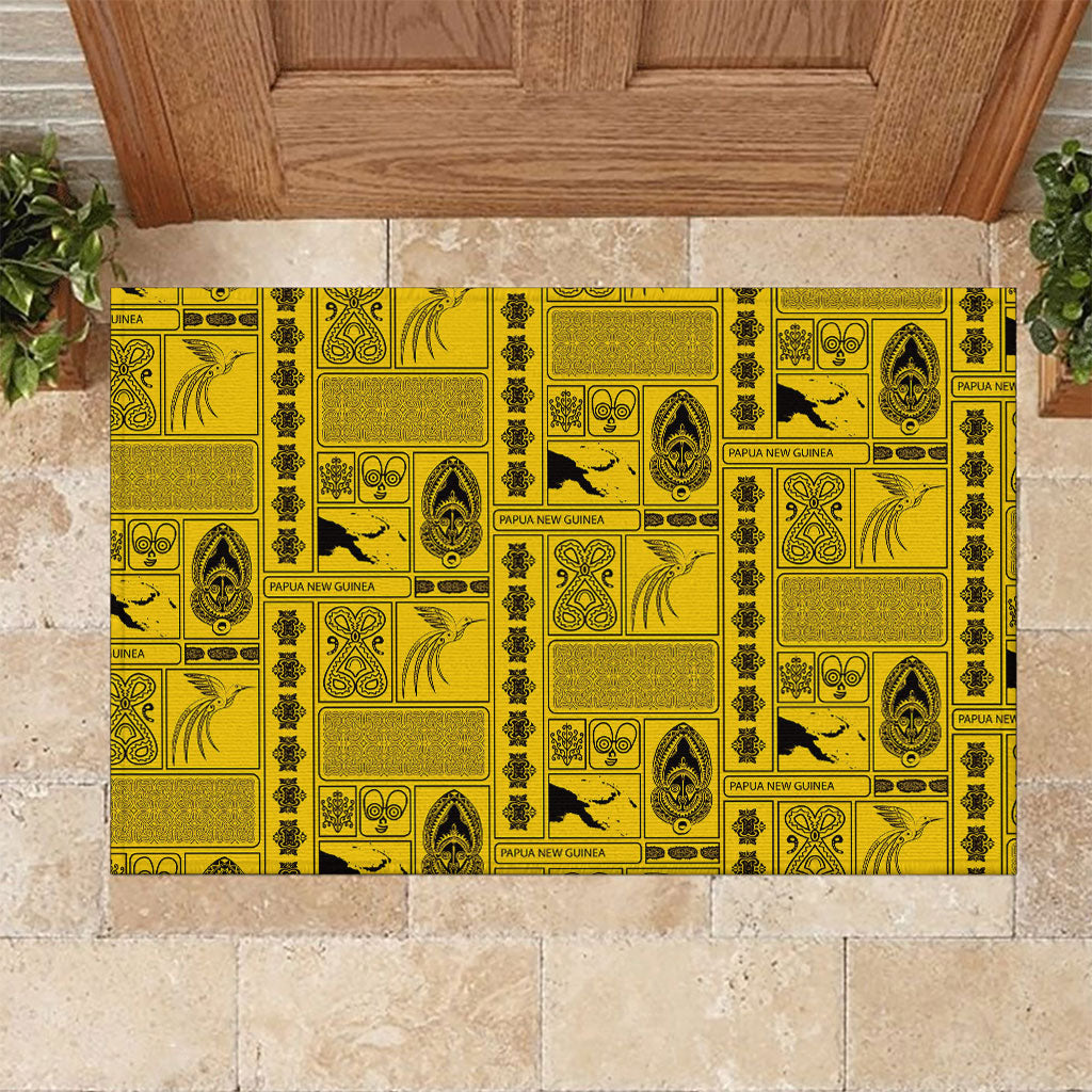 Papua New Guinea Heritage Motif Rubber Doormat Yellow Version LT05 Yellow - Polynesian Pride
