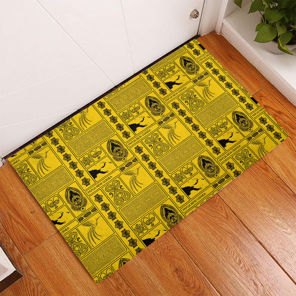 Papua New Guinea Heritage Motif Rubber Doormat Yellow Version LT05 - Polynesian Pride