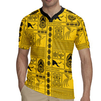 Papua New Guinea Heritage Motif Rugby Jersey Yellow Version LT05 - Polynesian Pride