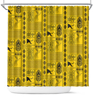 Papua New Guinea Heritage Motif Shower Curtain Yellow Version LT05 Yellow - Polynesian Pride