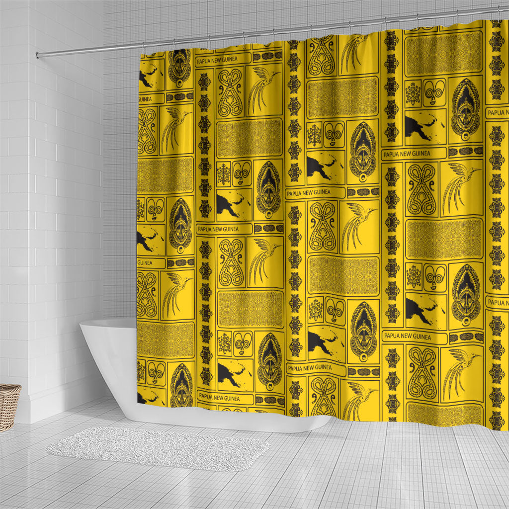 Papua New Guinea Heritage Motif Shower Curtain Yellow Version LT05 - Polynesian Pride