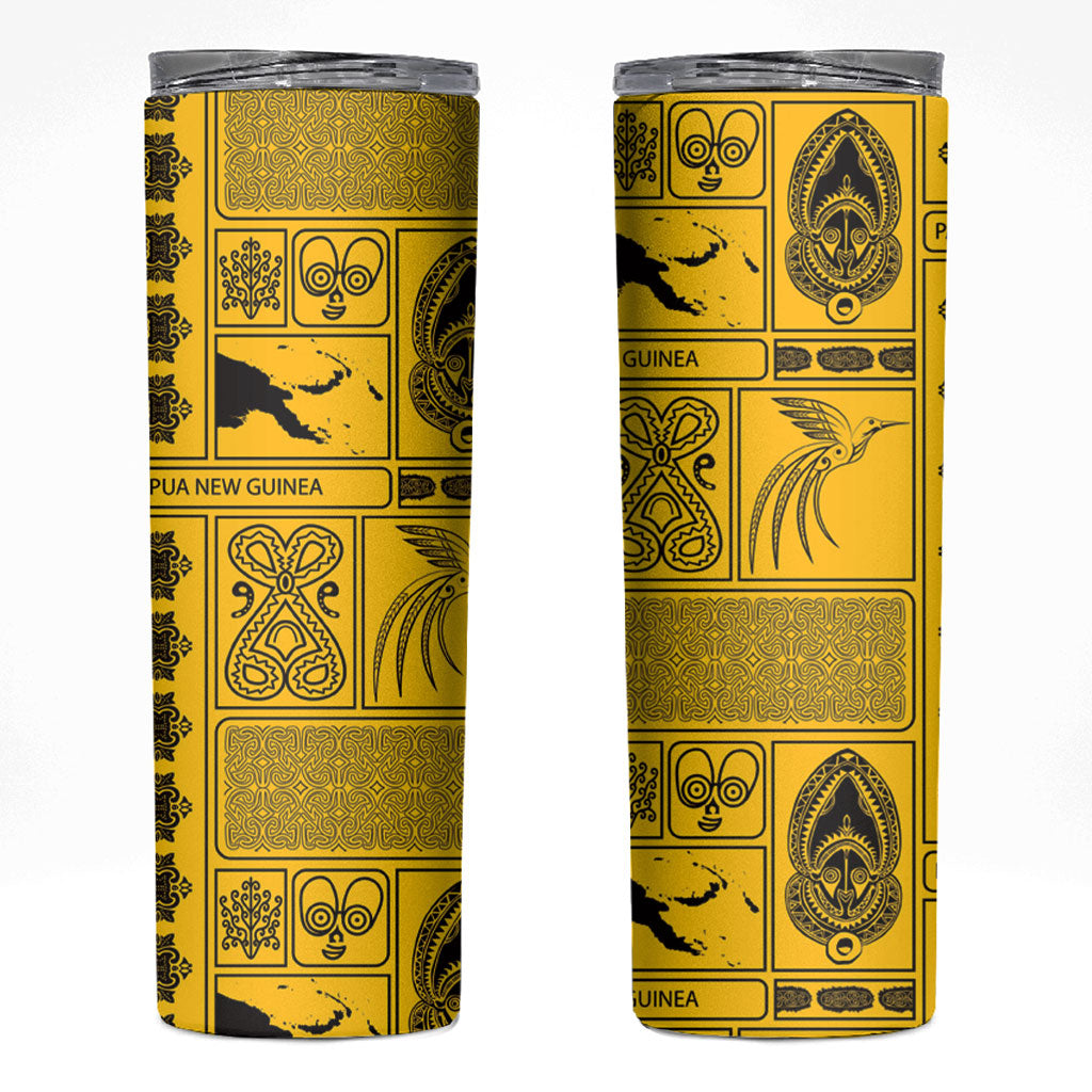 Papua New Guinea Heritage Motif Skinny Tumbler Yellow Version LT05 Yellow - Polynesian Pride