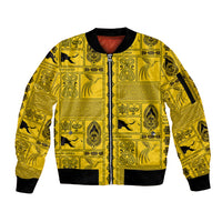 Papua New Guinea Heritage Motif Sleeve Zip Bomber Jacket Yellow Version LT05 Unisex Yellow - Polynesian Pride