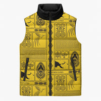 Papua New Guinea Heritage Motif Sleeveless Puffer Jacket Yellow Version LT05 Unisex Yellow - Polynesian Pride