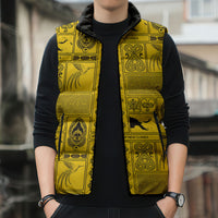 Papua New Guinea Heritage Motif Sleeveless Puffer Jacket Yellow Version LT05 - Polynesian Pride