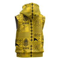 Papua New Guinea Heritage Motif Sleeveless Zip Hoodie Yellow Version LT05 - Polynesian Pride