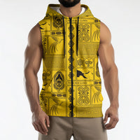 Papua New Guinea Heritage Motif Sleeveless Zip Hoodie Yellow Version LT05 - Polynesian Pride