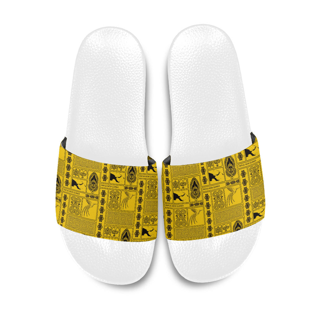 Papua New Guinea Heritage Motif Slide Sandals Yellow Version LT05 Yellow - Polynesian Pride