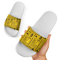 Papua New Guinea Heritage Motif Slide Sandals Yellow Version LT05 - Polynesian Pride