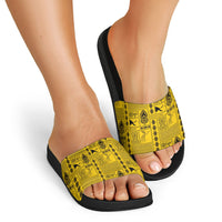 Papua New Guinea Heritage Motif Slide Sandals Yellow Version LT05 - Polynesian Pride