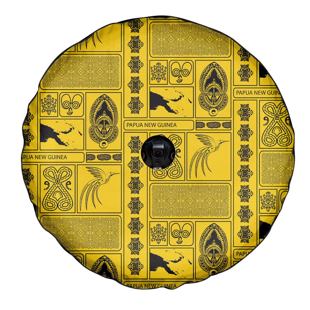 Papua New Guinea Heritage Motif Spare Tire Cover Yellow Version LT05 - Polynesian Pride