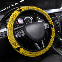 Papua New Guinea Heritage Motif Steering Wheel Cover Yellow Version LT05 Universal Fit Yellow - Polynesian Pride