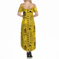 Papua New Guinea Heritage Motif Summer Maxi Dress Yellow Version LT05 - Polynesian Pride