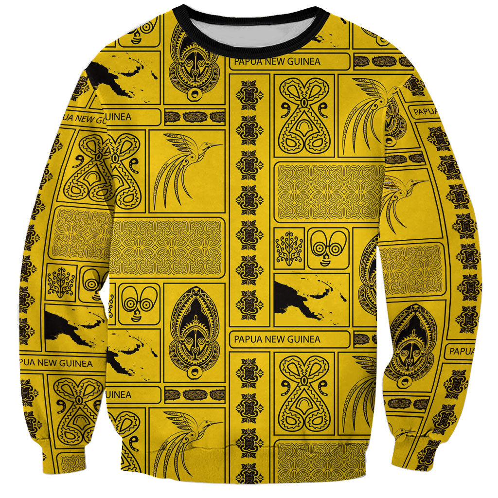 Papua New Guinea Heritage Motif Sweatshirt Yellow Version LT05 Unisex Yellow - Polynesian Pride