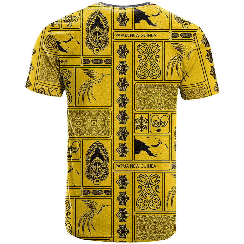 Papua New Guinea Heritage Motif T Shirt Yellow Version LT05 - Polynesian Pride