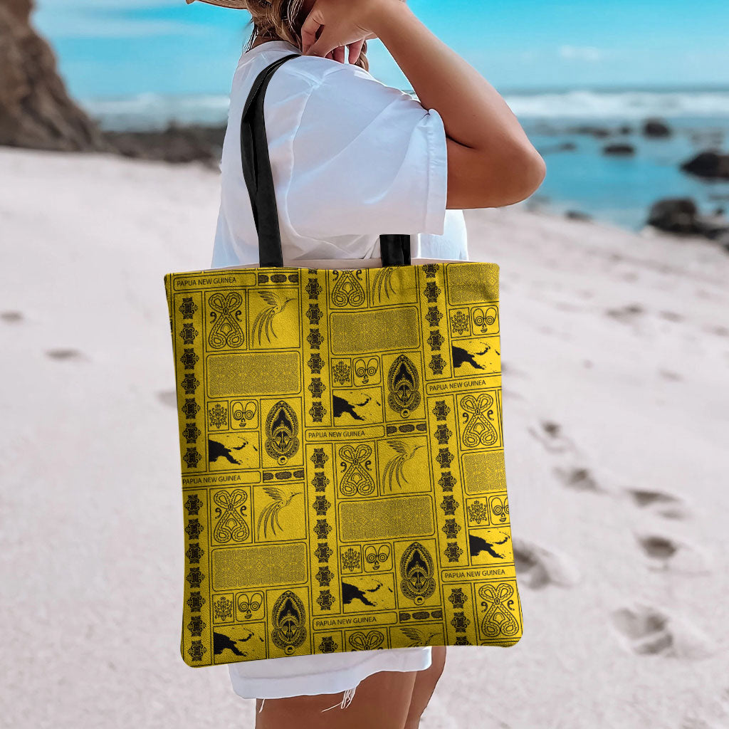Papua New Guinea Heritage Motif Tote Bag Yellow Version LT05 - Polynesian Pride