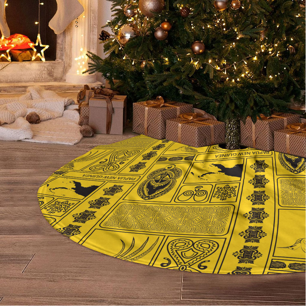 Papua New Guinea Heritage Motif Tree Skirt Yellow Version LT05 - Polynesian Pride