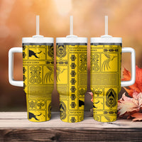 Papua New Guinea Heritage Motif Tumbler With Handle Yellow Version LT05 - Polynesian Pride