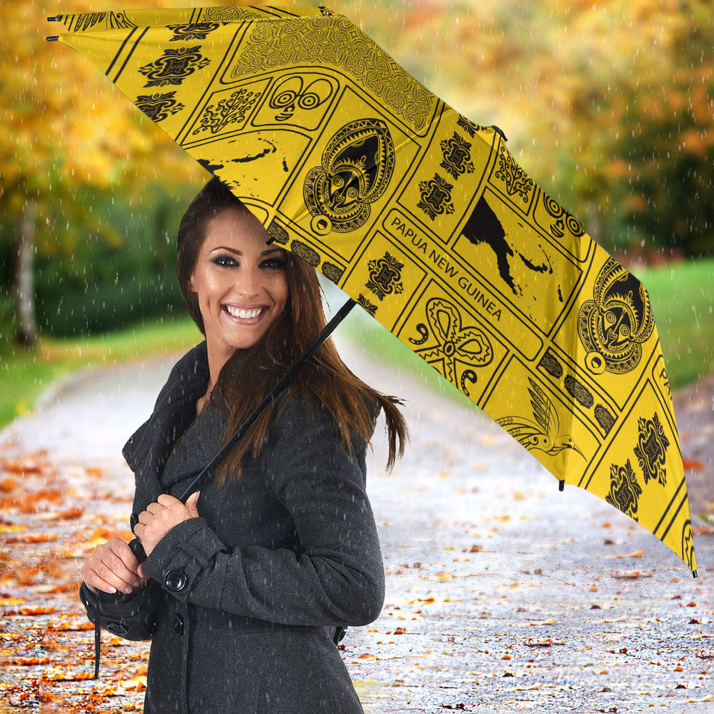 Papua New Guinea Heritage Motif Umbrella Yellow Version LT05 - Polynesian Pride