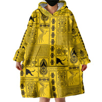 Papua New Guinea Heritage Motif Wearable Blanket Hoodie Yellow Version LT05 - Polynesian Pride