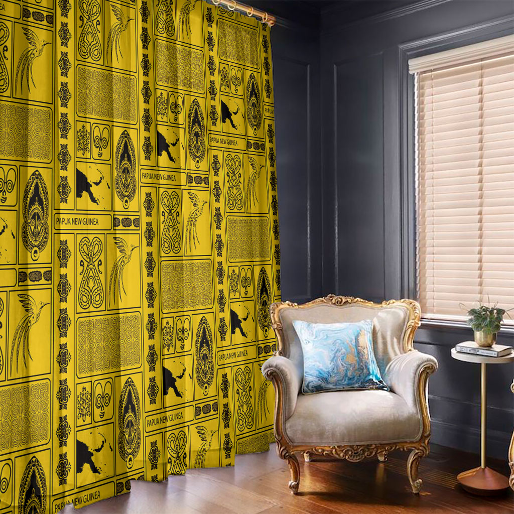 Papua New Guinea Heritage Motif Window Curtain Yellow Version LT05 - Polynesian Pride