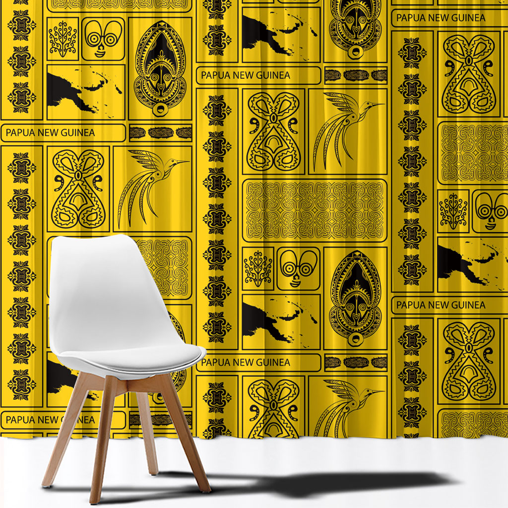 Papua New Guinea Heritage Motif Window Curtain Yellow Version LT05 - Polynesian Pride
