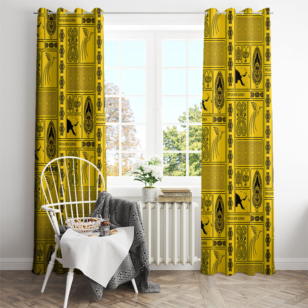 Papua New Guinea Heritage Motif Window Curtain Yellow Version LT05 - Polynesian Pride