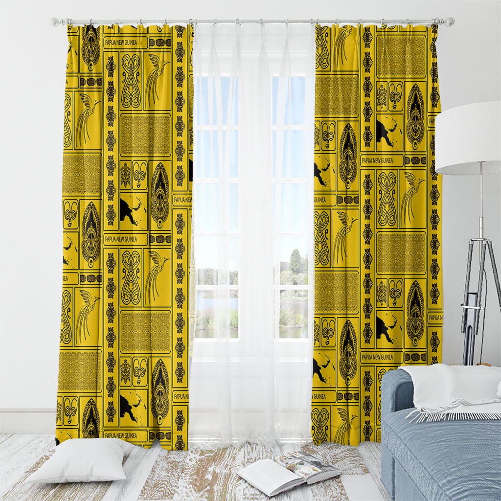 Papua New Guinea Heritage Motif Window Curtain Yellow Version LT05 - Polynesian Pride