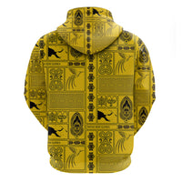 Papua New Guinea Heritage Motif Zip Hoodie Yellow Version LT05 - Polynesian Pride
