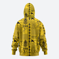 Papua New Guinea Heritage Motif Zip Hoodie Yellow Version LT05 - Polynesian Pride