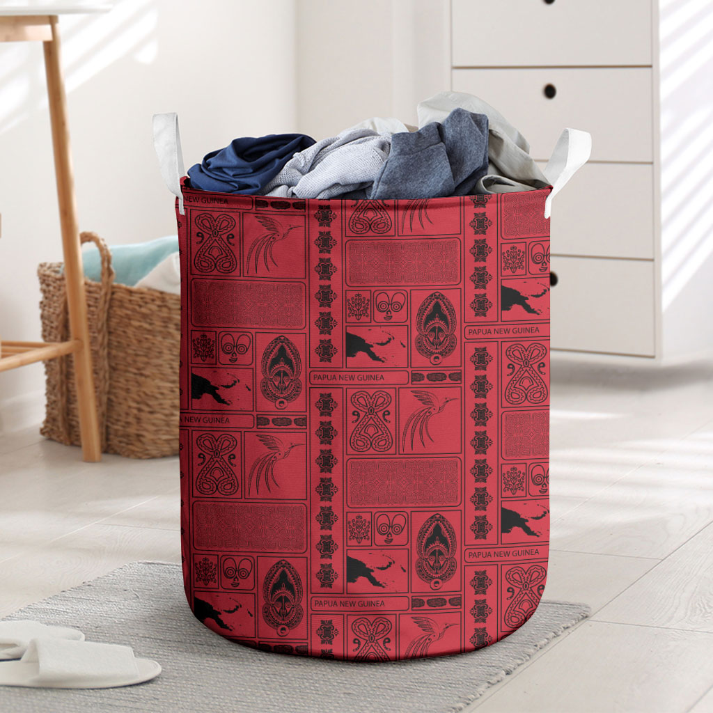 Papua New Guinea Heritage Motif Laundry Basket Red Version LT05 Red - Polynesian Pride