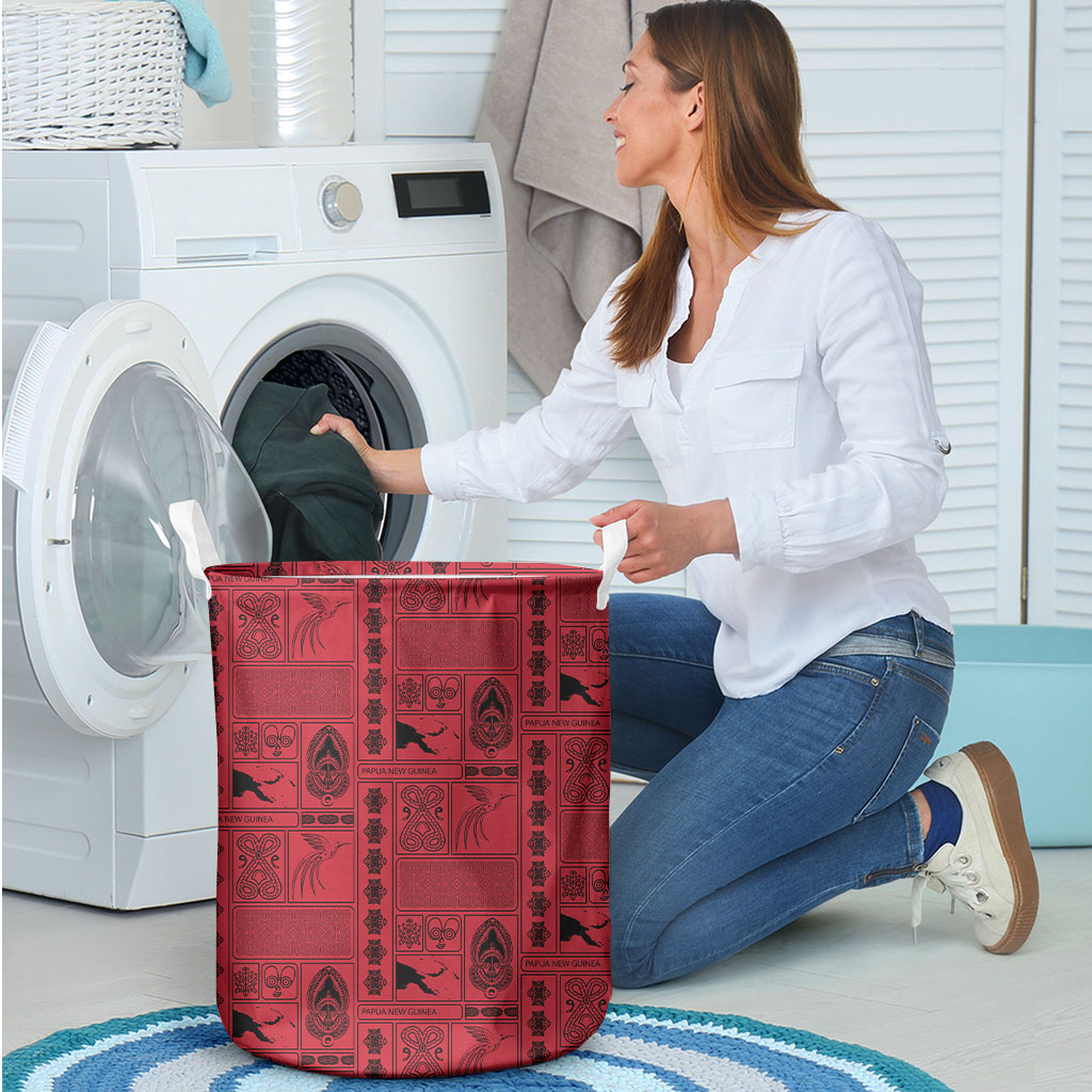 Papua New Guinea Heritage Motif Laundry Basket Red Version LT05 - Polynesian Pride